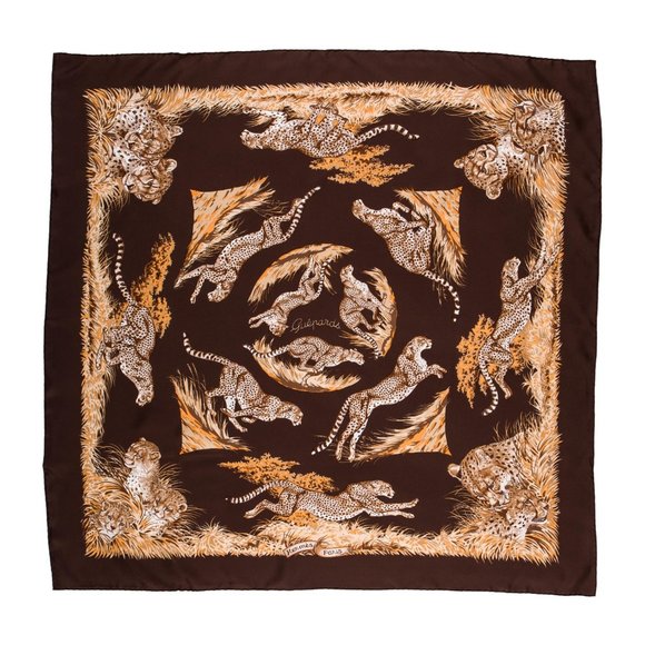 HERMES Silk Guepards Scarf 90 - Picture 1 of 14